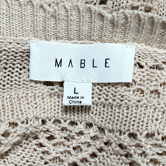 Mabel Lacy Knit Cropped Cardigan Sweater Sz L Ivory Button Up w Balloon Sleeves - Picture 9 of 10